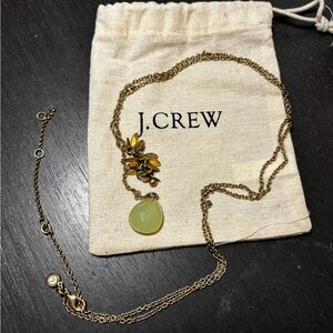 J. Crew Gold Necklace with Green Pendant